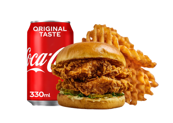 Menu Burger Poulet Standard - Frites Gaufre