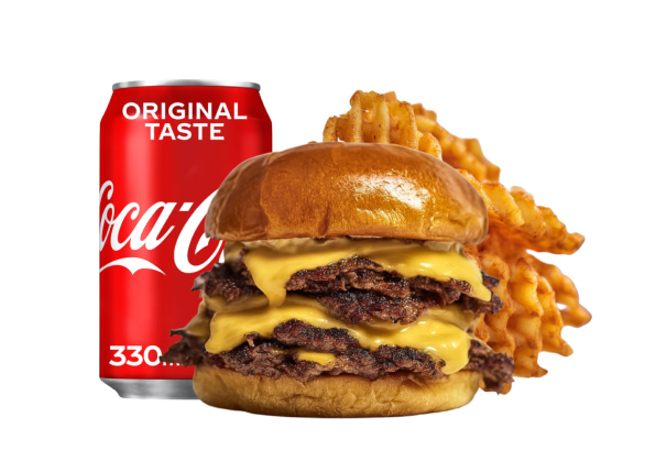 Menu Burger Triple - Frites Gaufre